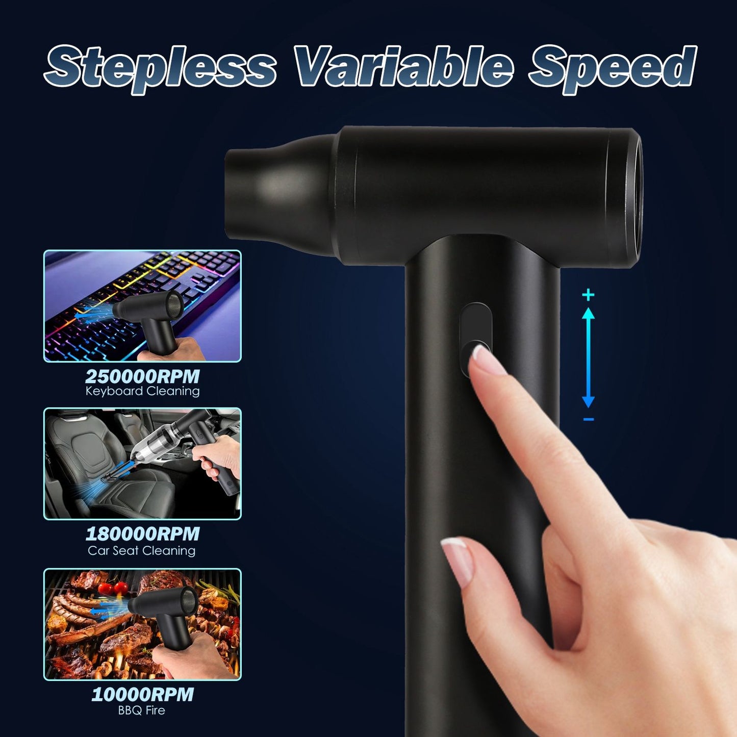 Cordless Air Duster 250000RPM for PC Keyboard & Electronics