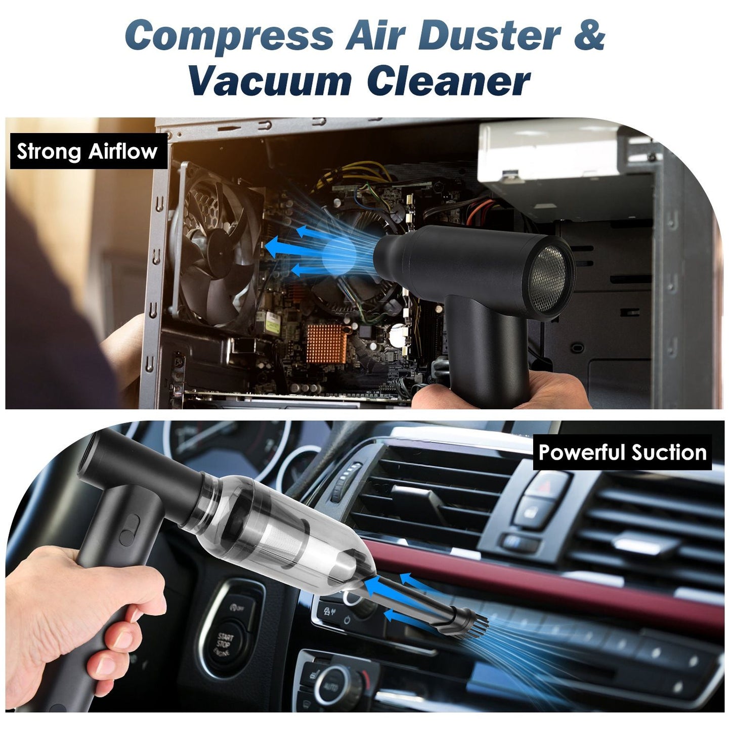 Cordless Air Duster 250000RPM for PC Keyboard & Electronics