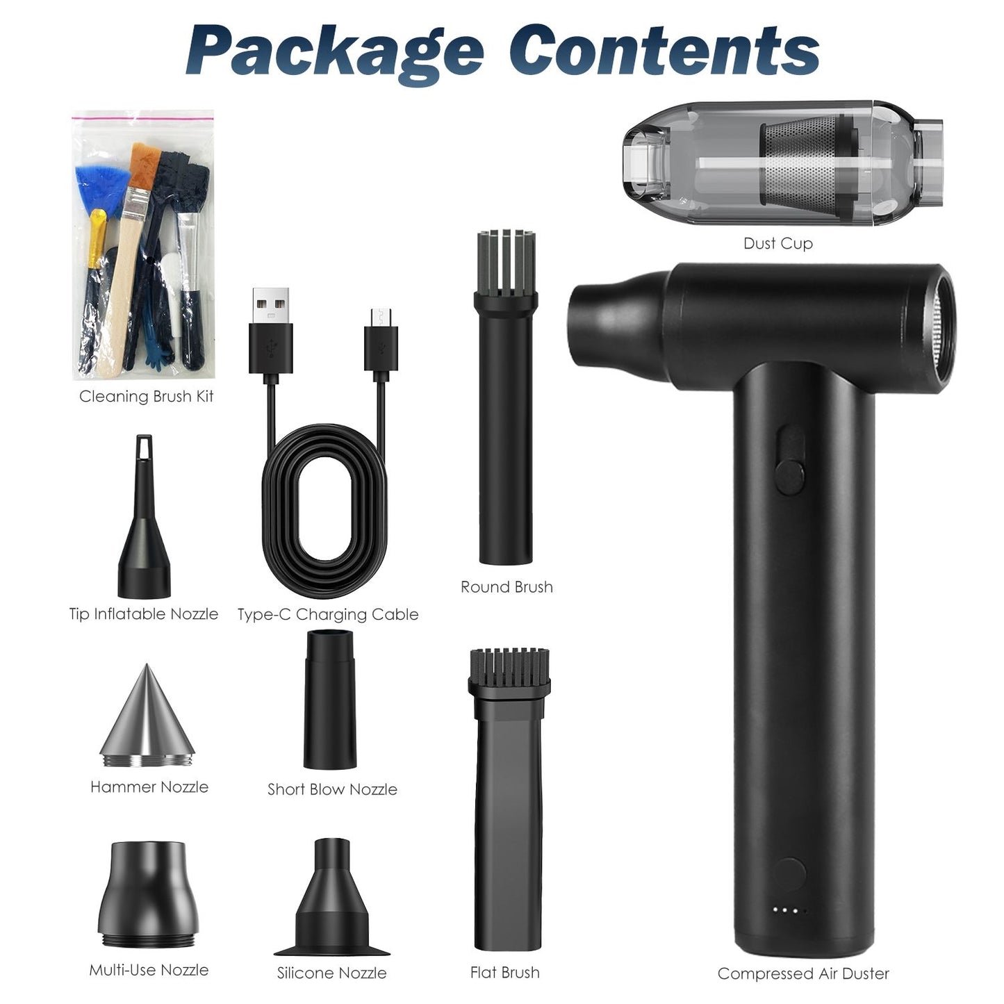 Cordless Air Duster 250000RPM for PC Keyboard & Electronics