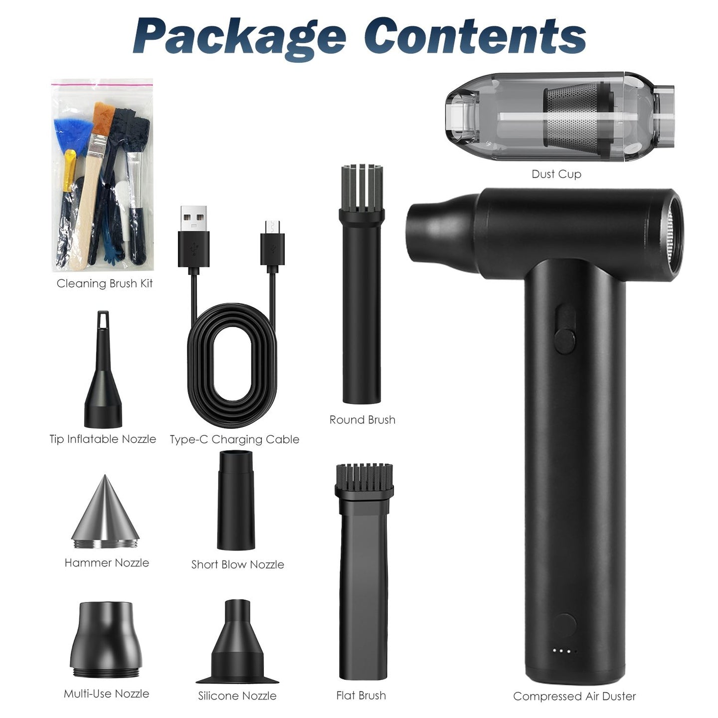 Cordless Air Duster 250000RPM for PC Keyboard & Electronics