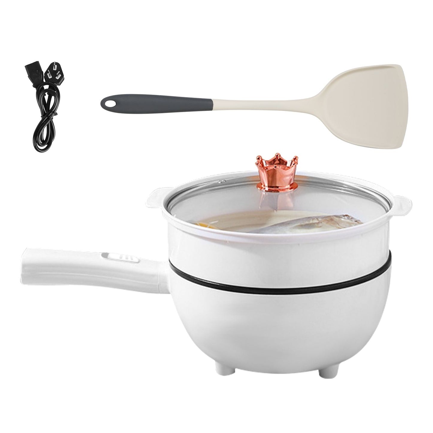Electric Hot Pot with Nonstick Pan, Portable Ramen Cooker, Dual Power Control