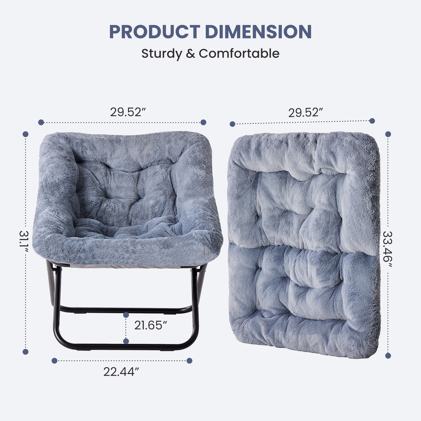Comfy Chair for Adults, Soft Faux Fur Folding Lounge,Large Size Foldable
