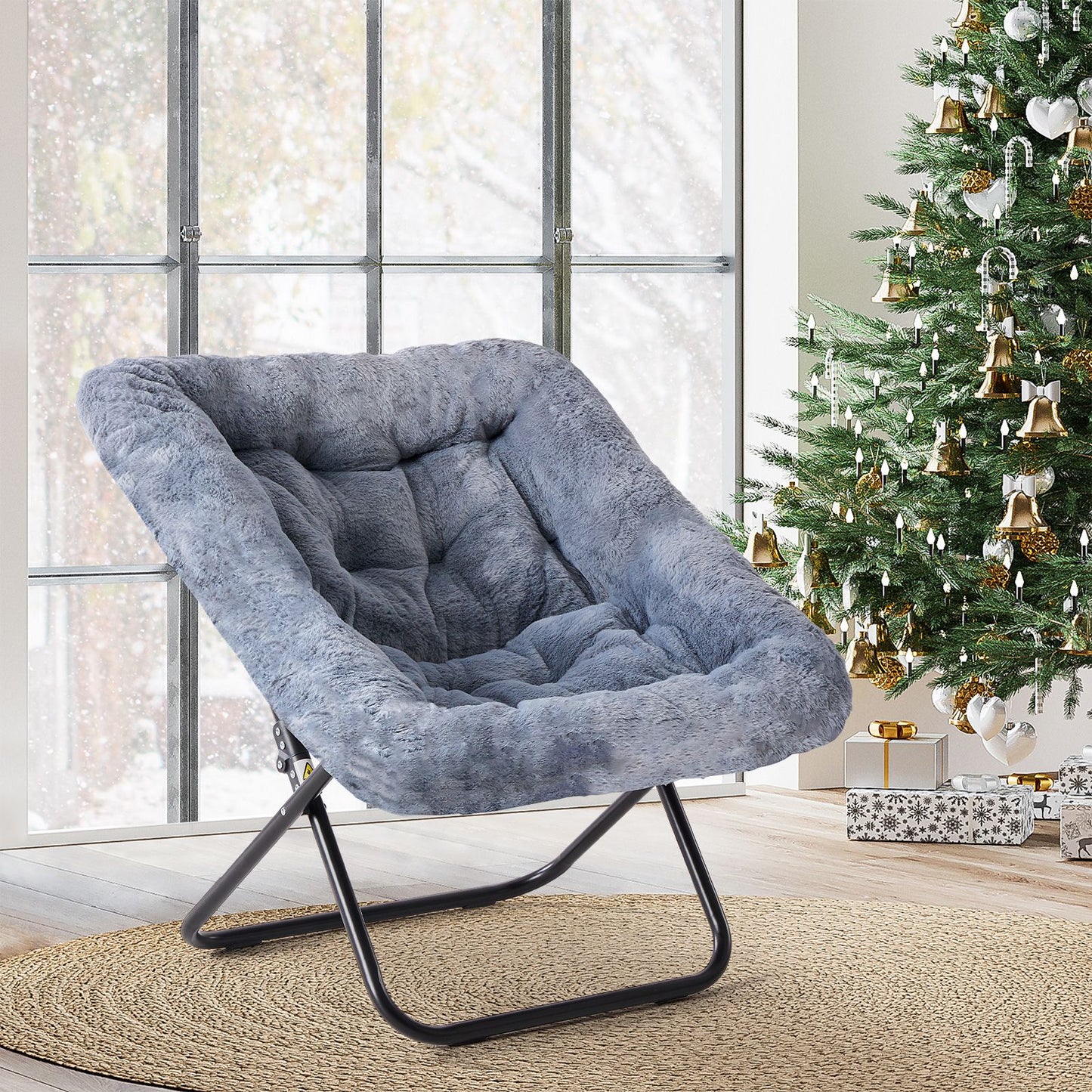 Comfy Chair for Adults, Soft Faux Fur Folding Lounge,Large Size Foldable