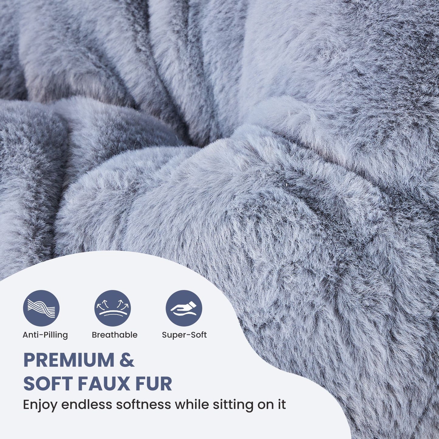 Comfy Chair for Adults, Soft Faux Fur Folding Lounge,Large Size Foldable