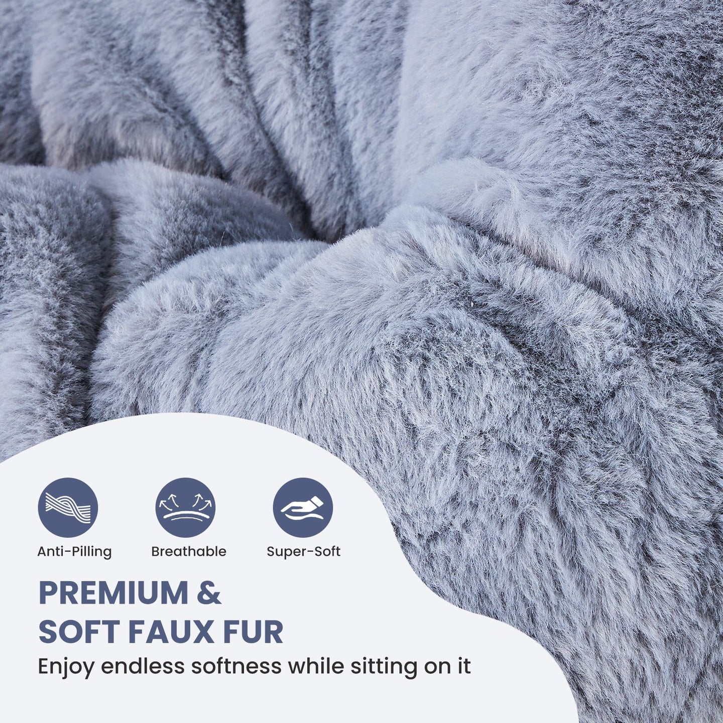Comfy Chair for Adults, Soft Faux Fur Folding Lounge,Large Size Foldable