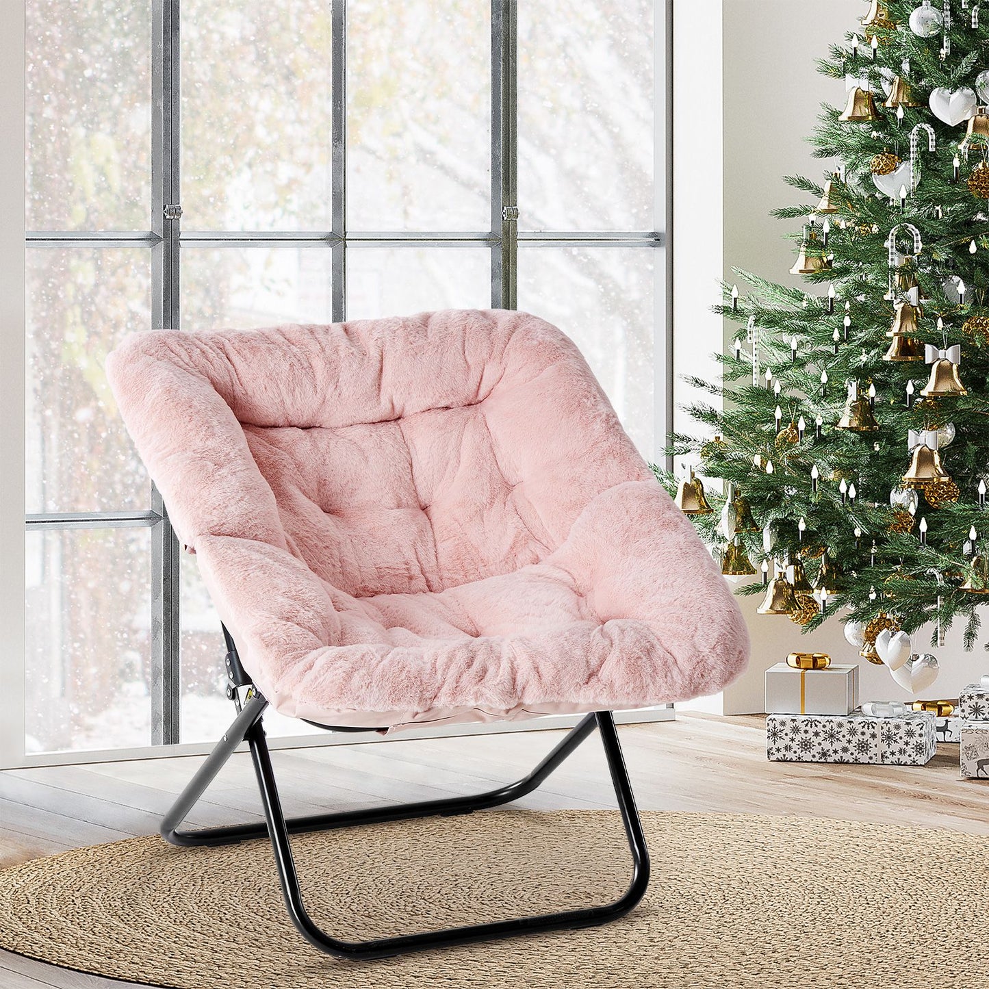 Comfy Chair for Adults, Soft Faux Fur Folding Lounge,Large Size Foldable