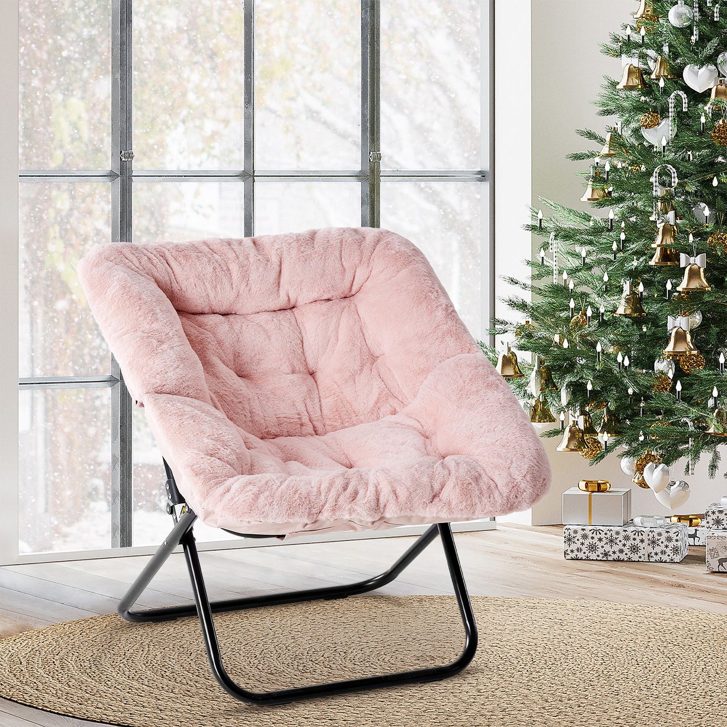 Comfy Chair for Adults, Soft Faux Fur Folding Lounge,Large Size Foldable