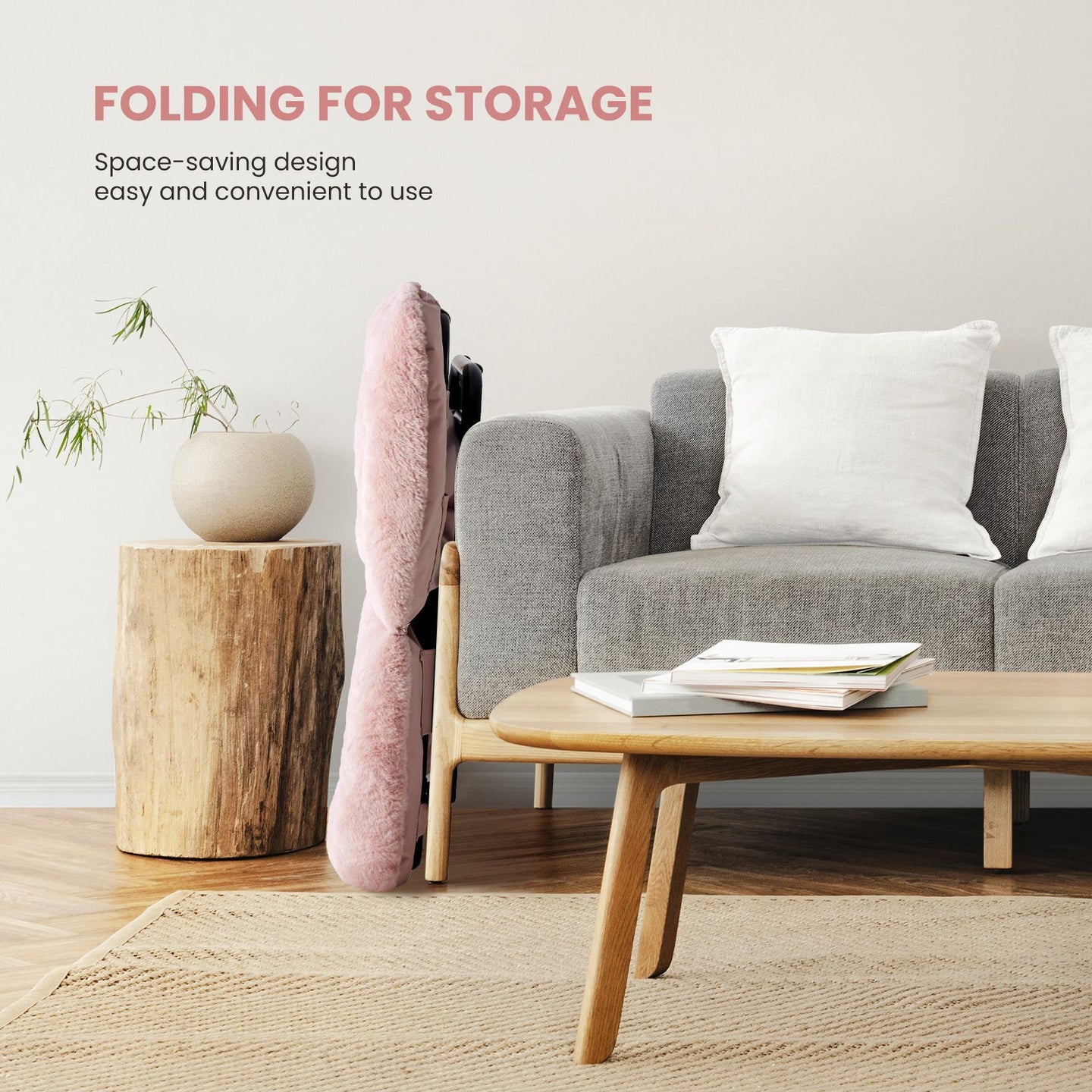 Comfy Chair for Adults, Soft Faux Fur Folding Lounge,Large Size Foldable