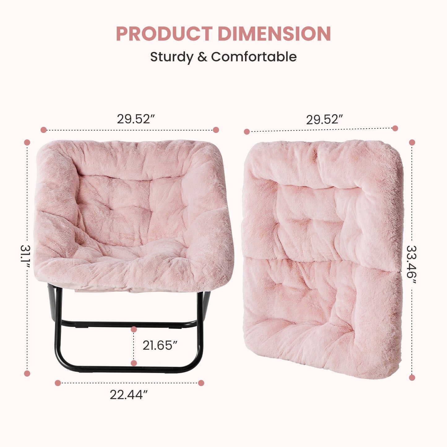 Comfy Chair for Adults, Soft Faux Fur Folding Lounge,Large Size Foldable