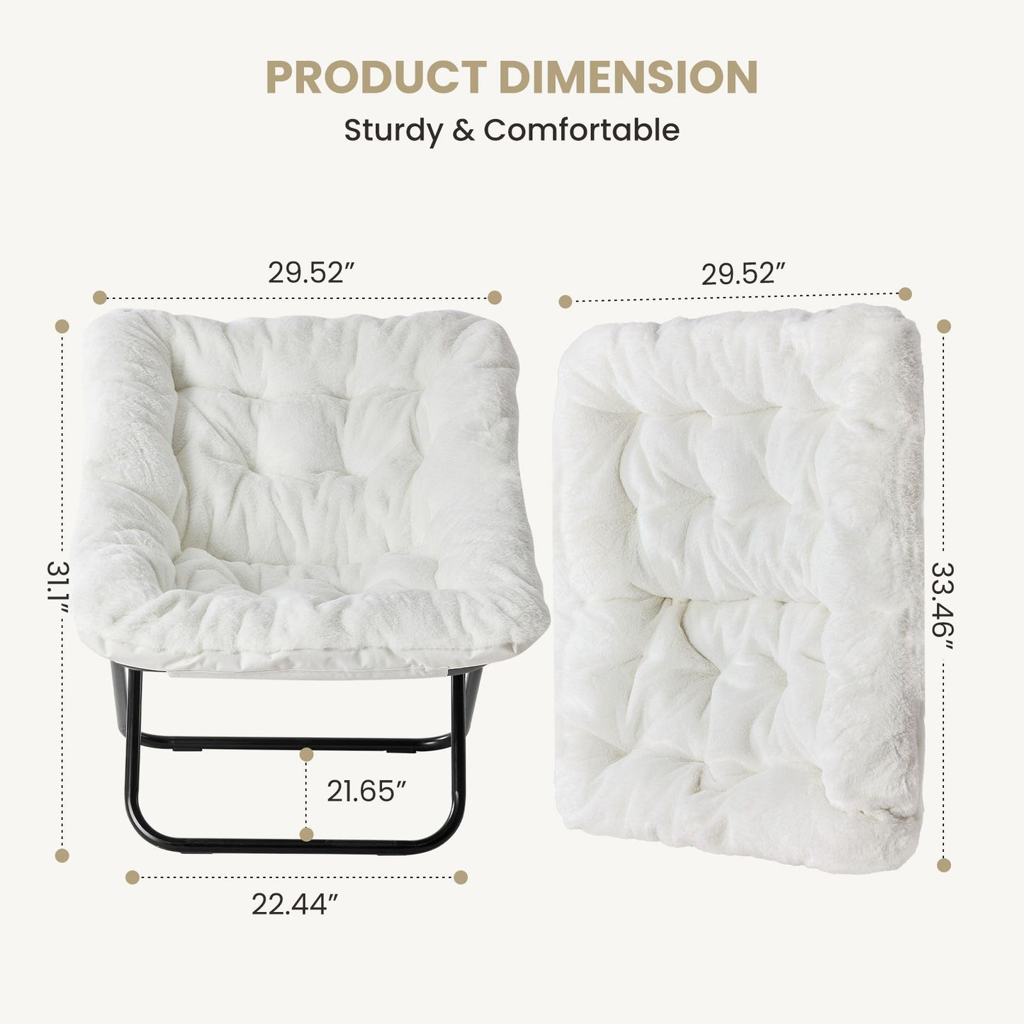 Comfy Chair for Adults, Soft Faux Fur Folding Lounge,Large Size Foldable