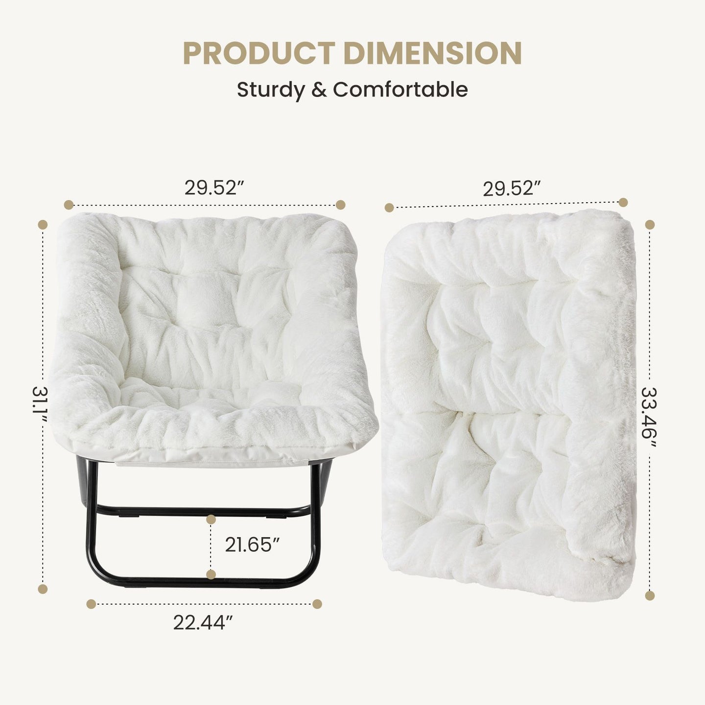 Comfy Chair for Adults, Soft Faux Fur Folding Lounge,Large Size Foldable