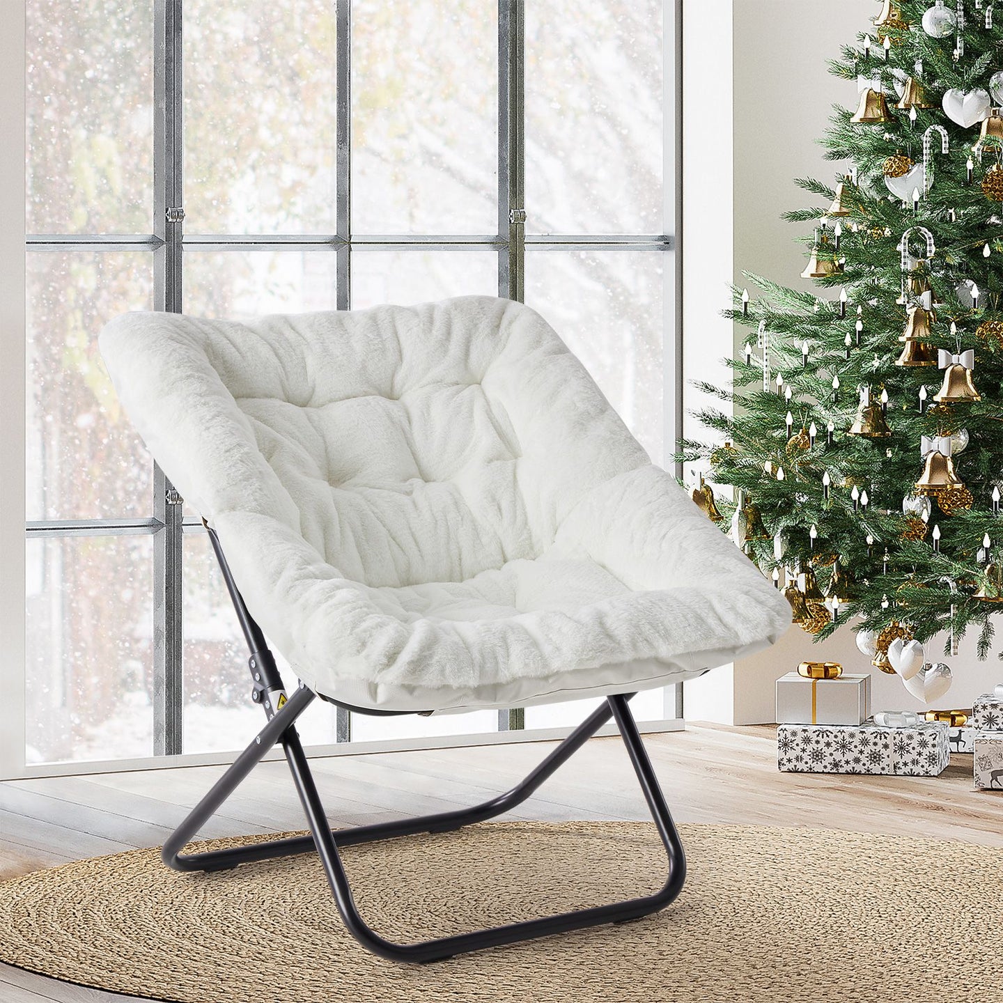 Comfy Chair for Adults, Soft Faux Fur Folding Lounge,Large Size Foldable