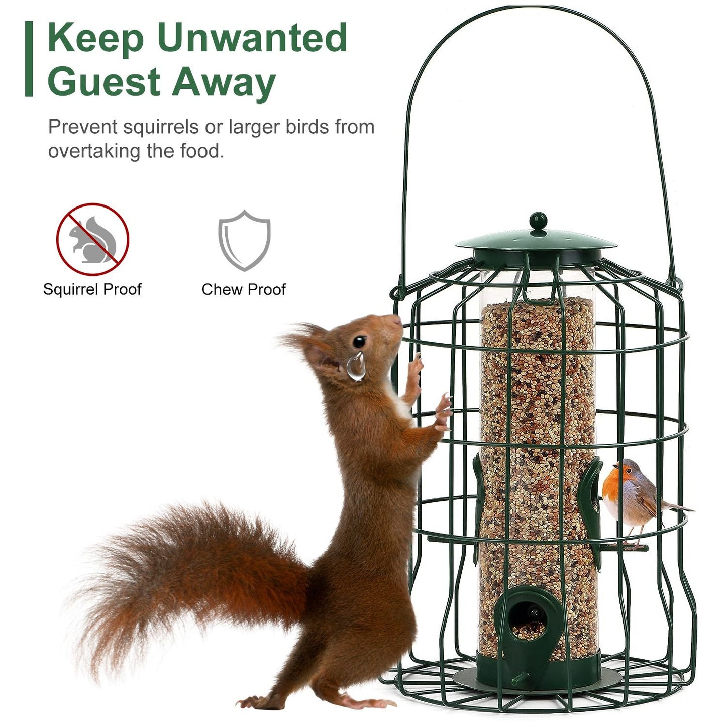 Wild Bird Feeder Gift for Bird Lovers, 4 Ports Multi-Bird Simultaneous Feeding Feeder, Squirrel Proof Weather Resistant Bird Feeder for Garden Backyard Landscape Decor
