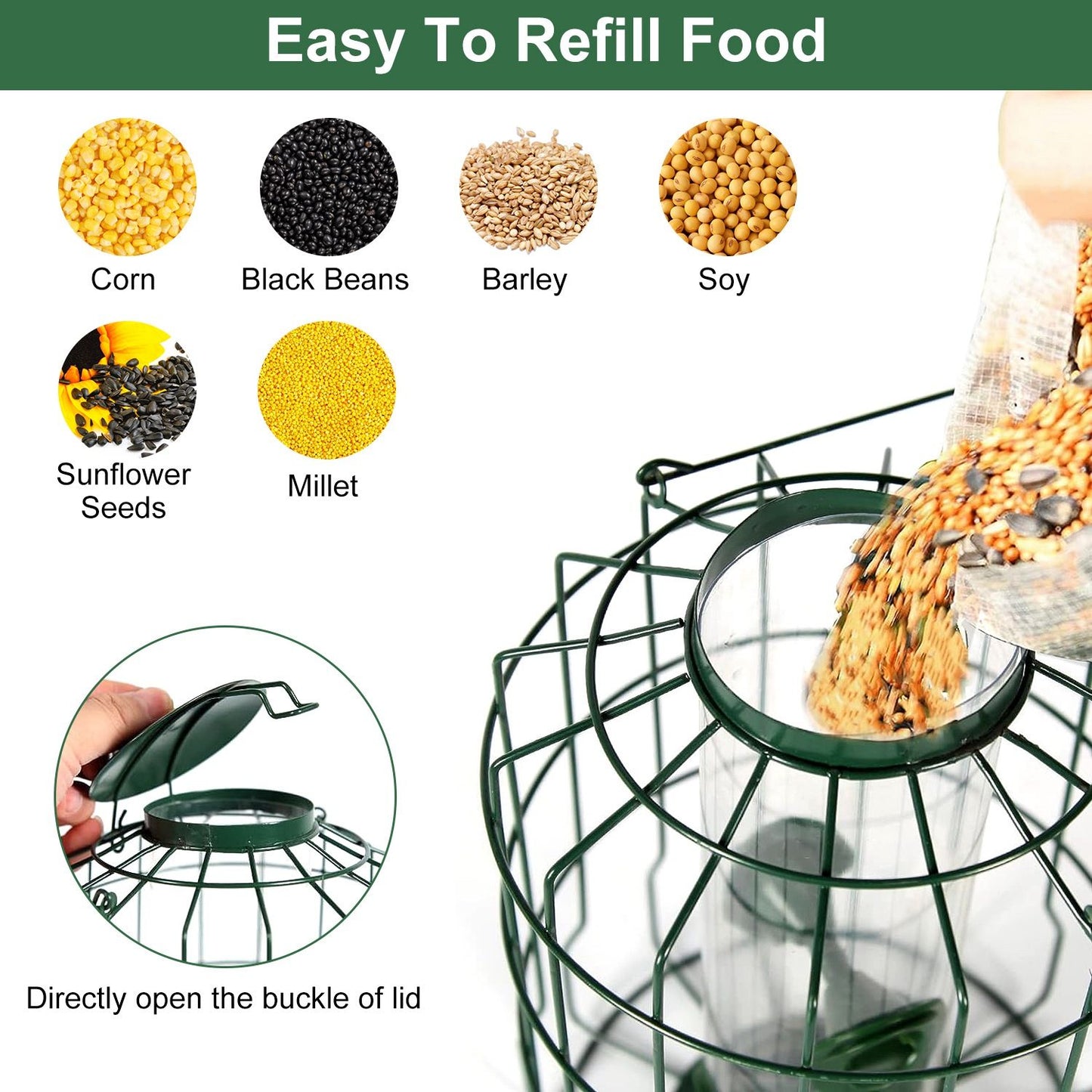 Wild Bird Feeder Gift for Bird Lovers, 4 Ports Multi-Bird Simultaneous Feeding Feeder, Squirrel Proof Weather Resistant Bird Feeder for Garden Backyard Landscape Decor