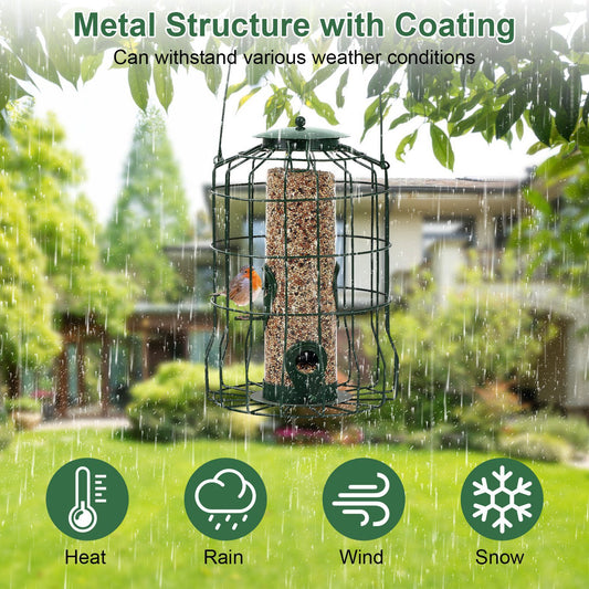 Squirrel-Proof Wild Bird Feeder with 4 Feeding Ports