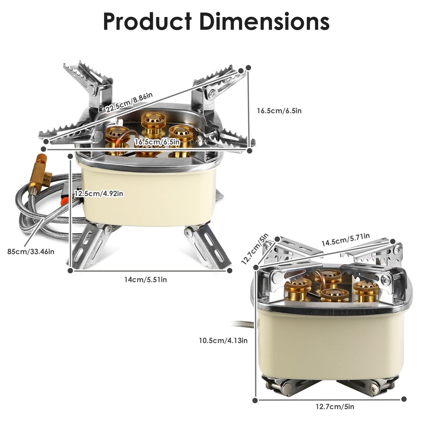 Foldable Portable Outdoor Gas Camping Stove 13000W Stepless Flame Control, Stainless Steel High Carbon Steel Copper Structure Supports 44lbs Multi Fuel with Carrying Bag Flexible Extension Tube