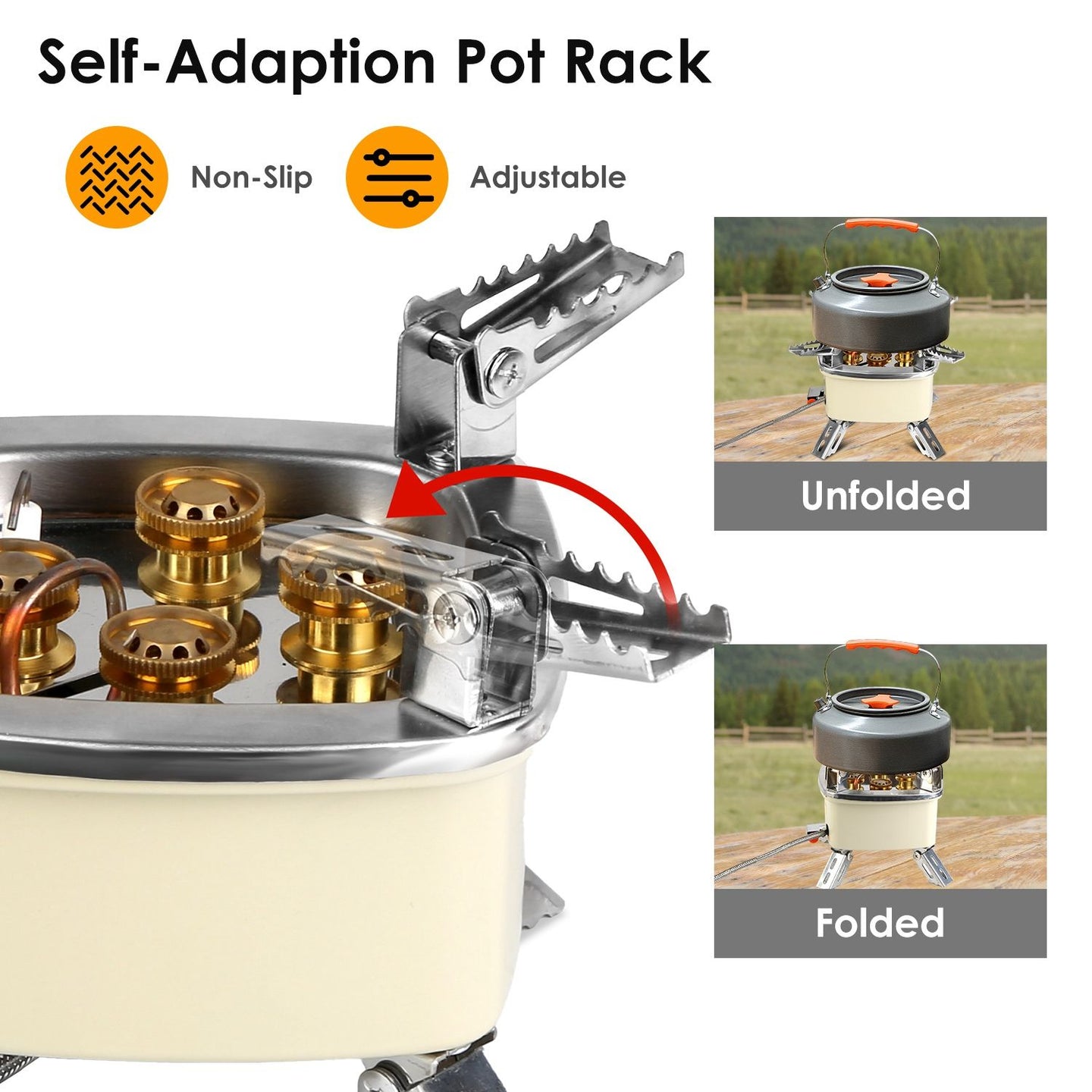 Foldable Portable Outdoor Gas Camping Stove 13000W Stepless Flame Control, Stainless Steel High Carbon Steel Copper Structure Supports 44lbs Multi Fuel with Carrying Bag Flexible Extension Tube