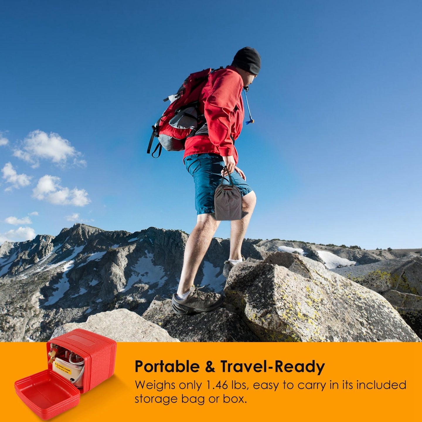 Foldable Portable Outdoor Gas Camping Stove 13000W Stepless Flame Control, Stainless Steel High Carbon Steel Copper Structure Supports 44lbs Multi Fuel with Carrying Bag Flexible Extension Tube