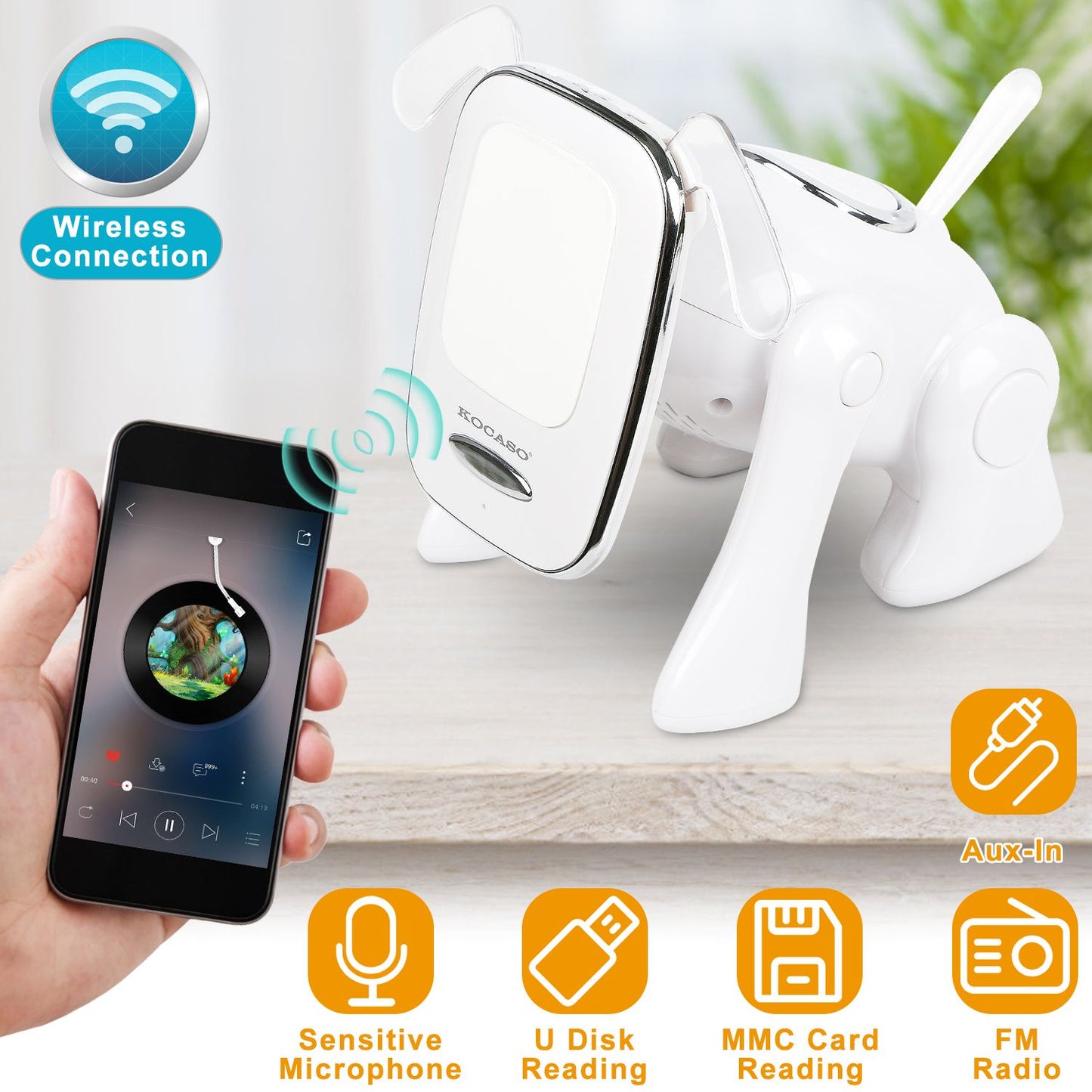Mini Puppy Dog Bluetooth Speaker – Portable Wireless Stereo Player w/ Mic, FM, USB
