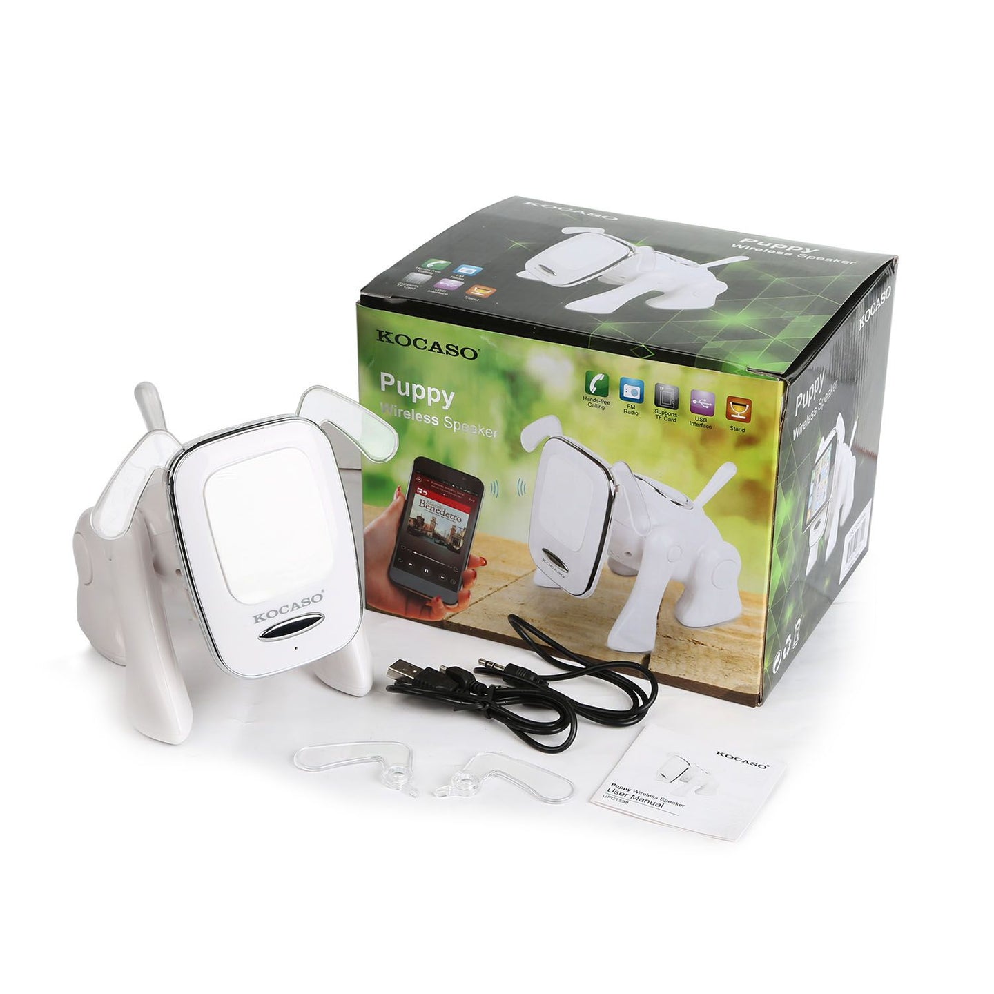 Mini Puppy Dog Bluetooth Speaker – Portable Wireless Stereo Player w/ Mic, FM, USB
