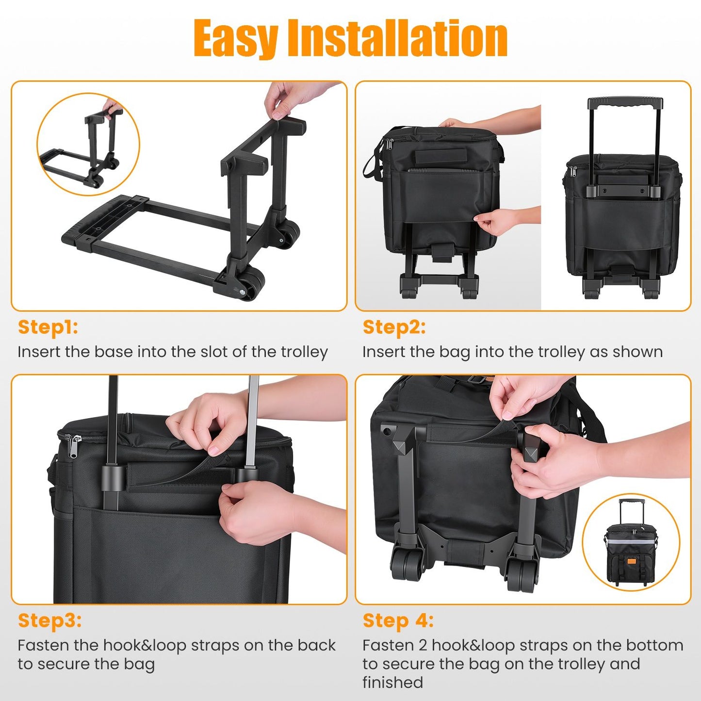 Portable Rolling Insulated Cooler Bag 35L Large Capacity Adjustable Strap Wheeled Thermal Bag with Multiple Storage Pockets for Hiking Fishing Picnic Party