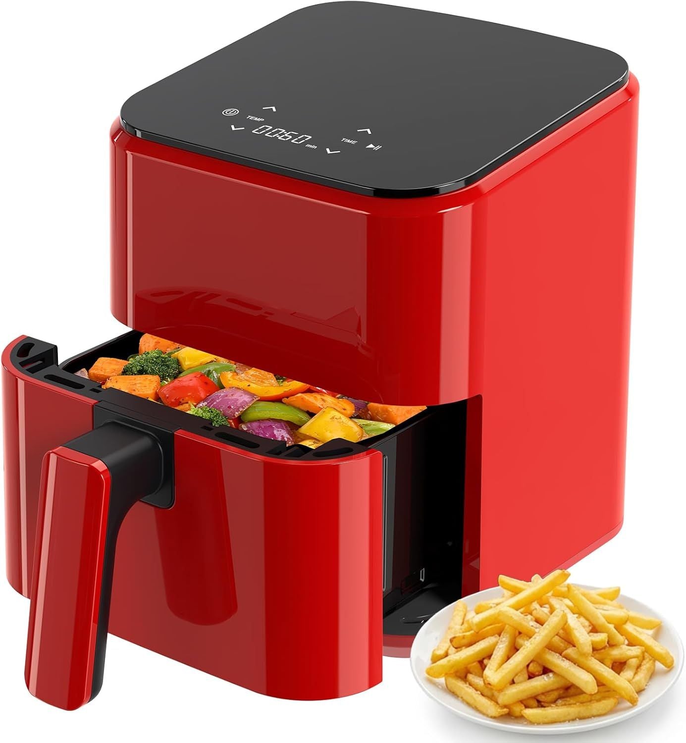 3.17 QT Digital Air Fryer, a small air fryer with a PP touch panel, with a maximum temperature of 400 degrees Fahrenheit.