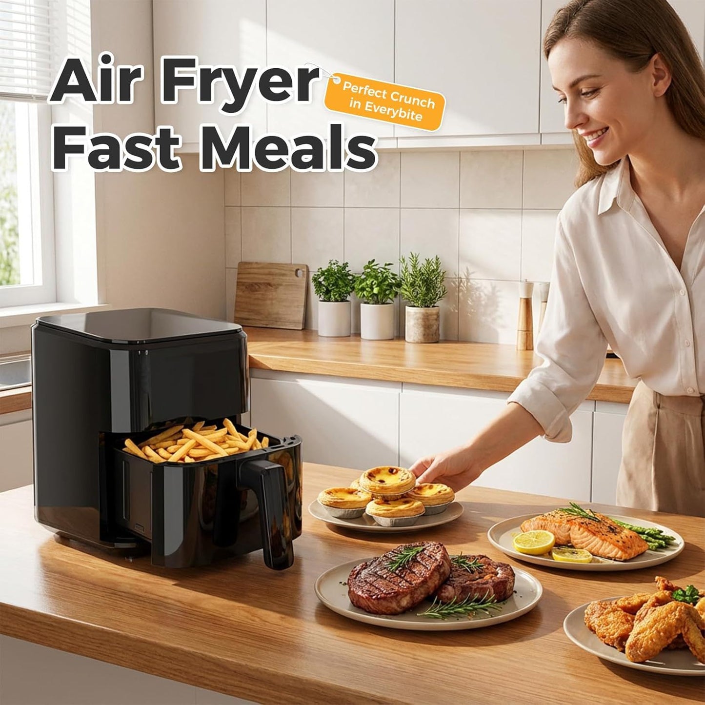 3.17 QT Digital Air Fryer, a small air fryer with a PP touch panel, with a maximum temperature of 400 degrees Fahrenheit.