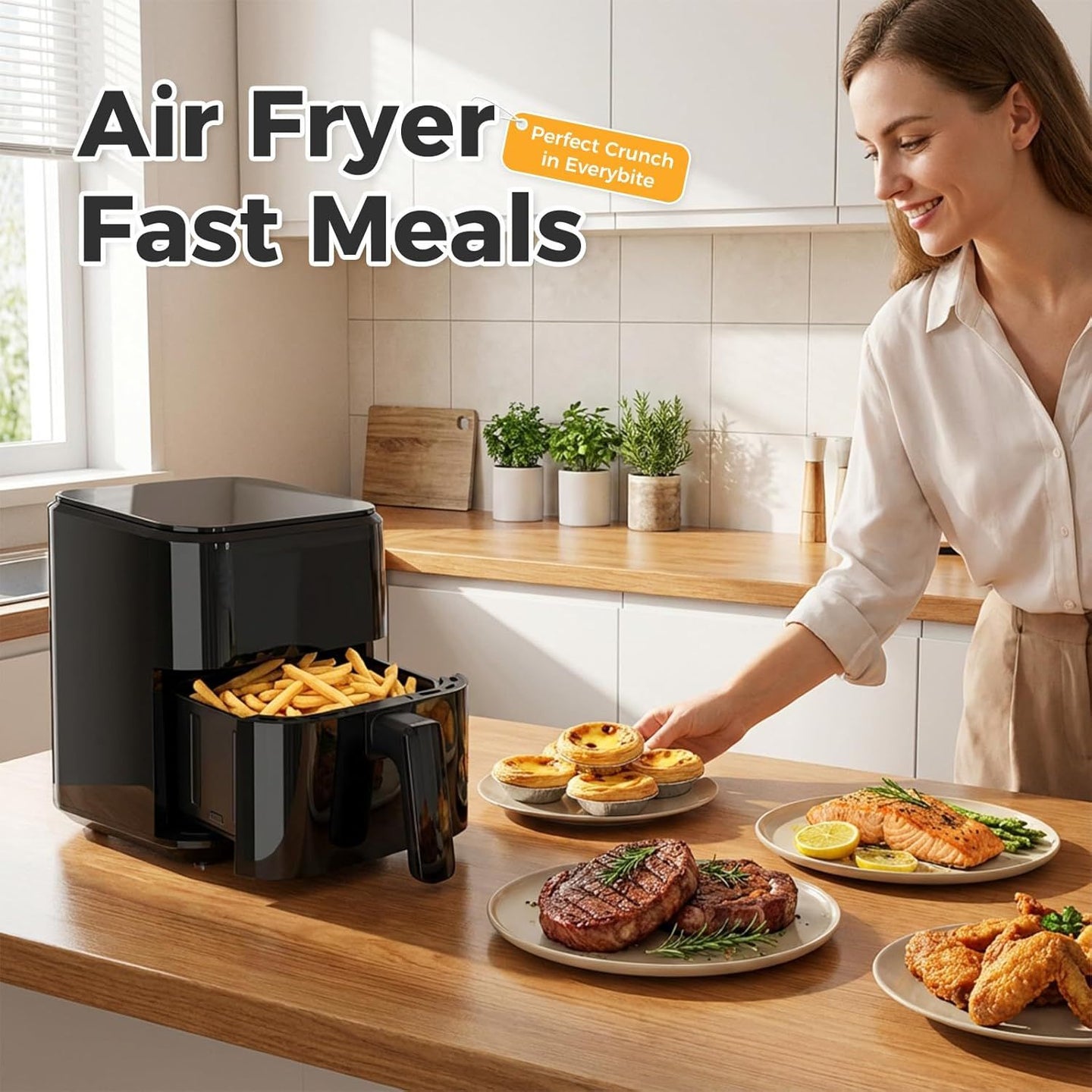 3.17 QT Digital Air Fryer, a small air fryer with a PP touch panel, with a maximum temperature of 400 degrees Fahrenheit.