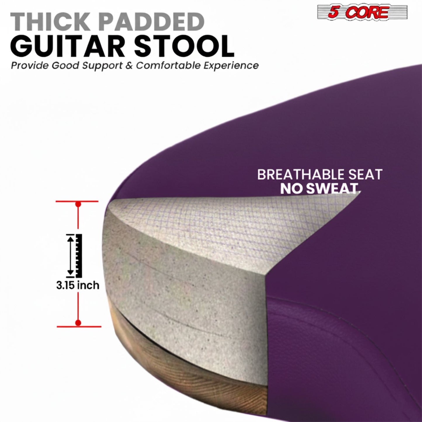 Padded Guitar Stool with Backrest, Built-in Stand & Footrest