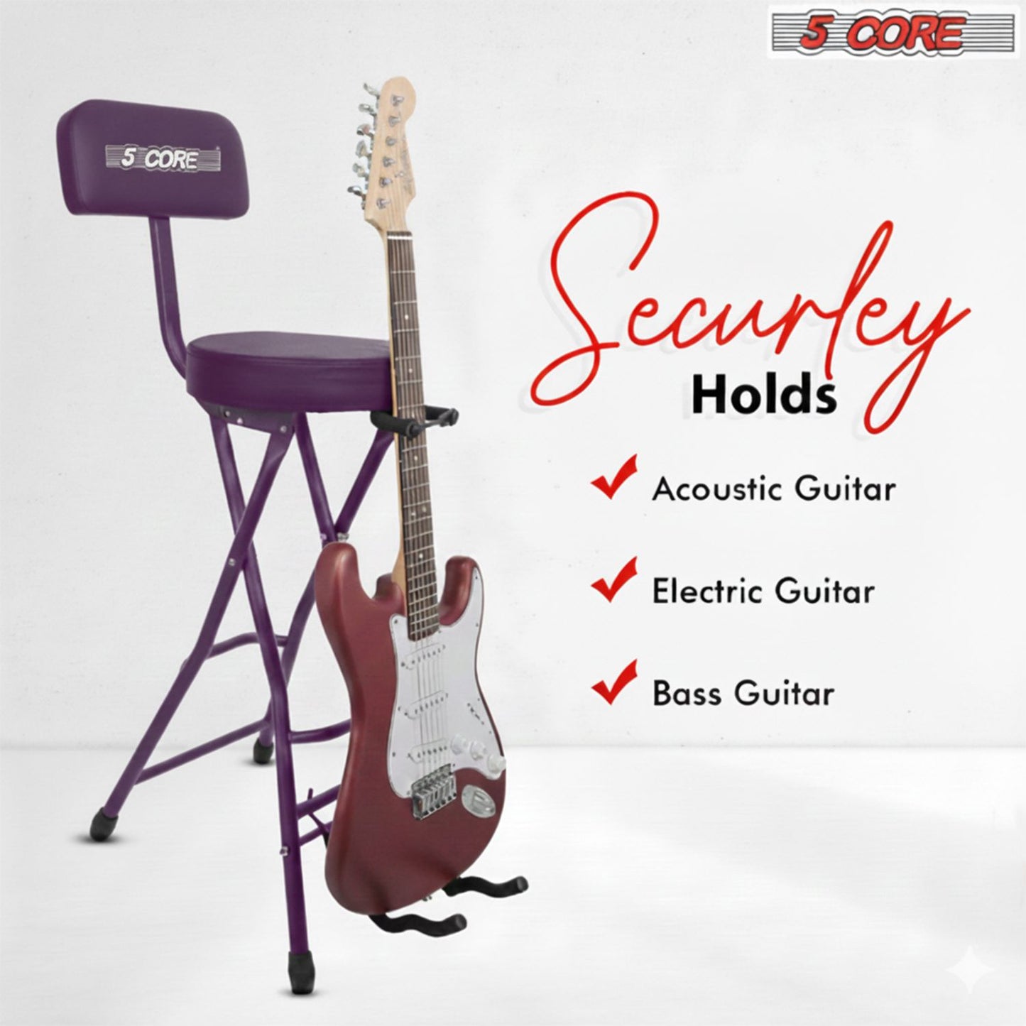 Padded Guitar Stool with Backrest, Built-in Stand & Footrest