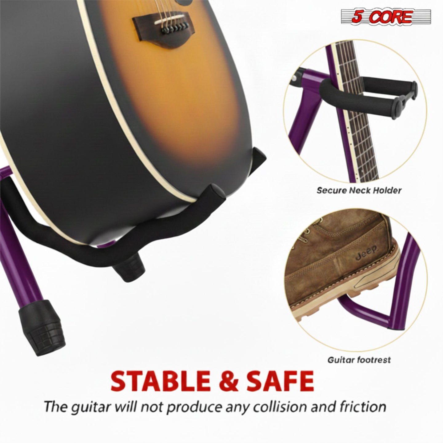Padded Guitar Stool with Backrest, Built-in Stand & Footrest