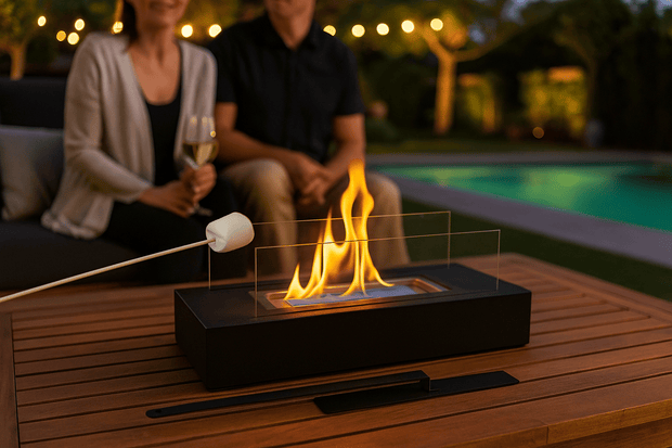 Tabletop Fire Pit – Indoor/Outdoor Mini Fireplace with S’mores Tools