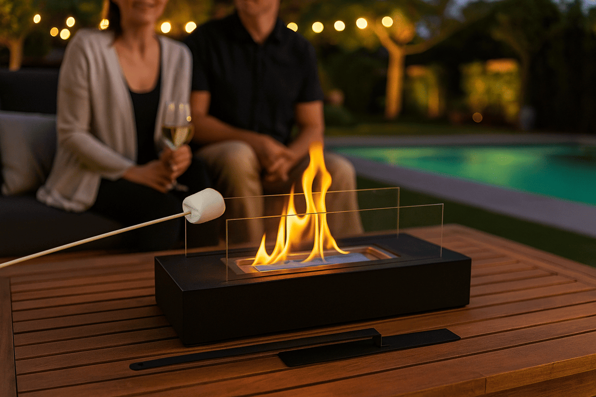 Tabletop Fire Pit – Indoor/Outdoor Mini Fireplace with S’mores Tools
