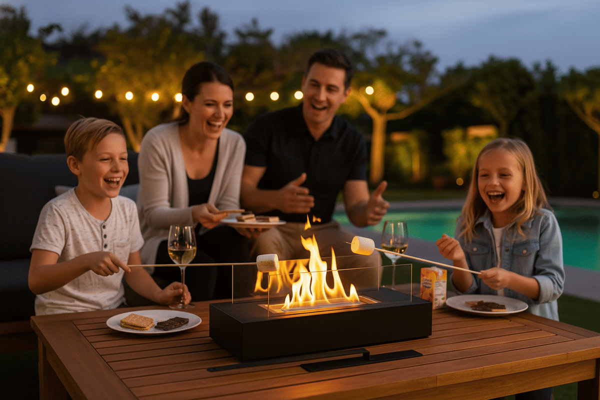 Tabletop Fire Pit – Indoor/Outdoor Mini Fireplace with S’mores Tools
