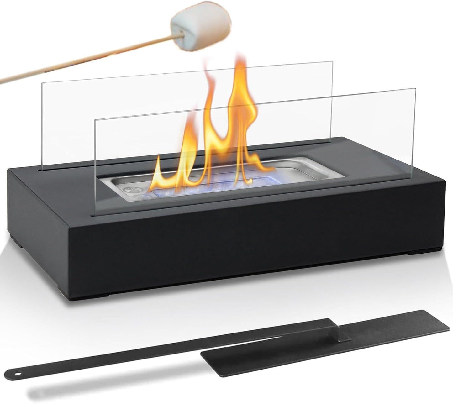 Tabletop Fire Pit – Indoor/Outdoor Mini Fireplace with S’mores Tools