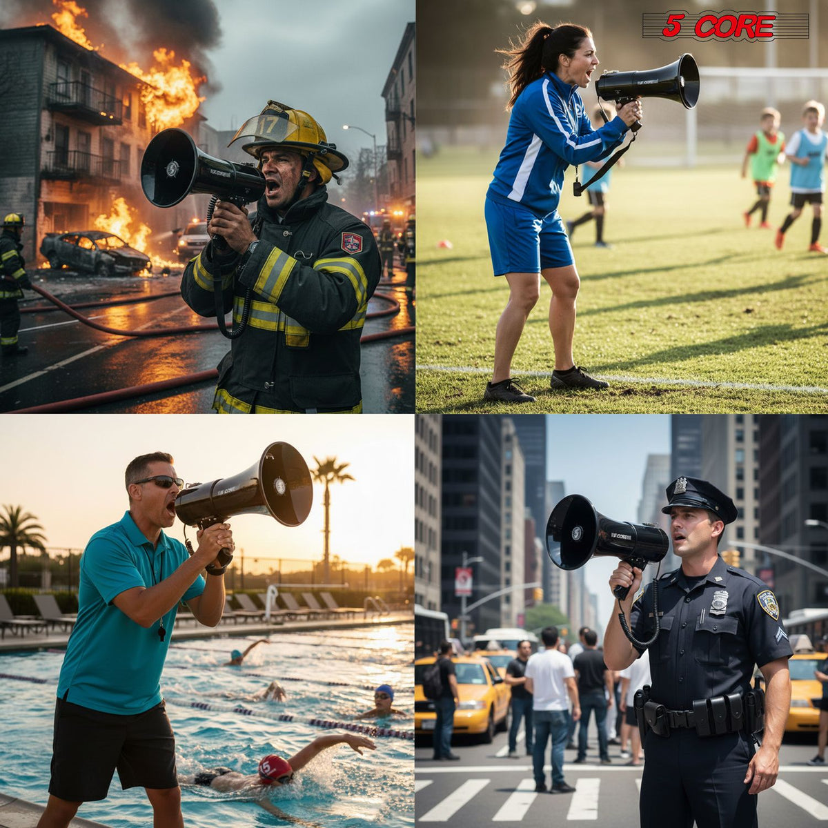 5 Core Megaphone 50W Bluetooth Rechargeable Portable Bullhorn 1100 Yards w Siren