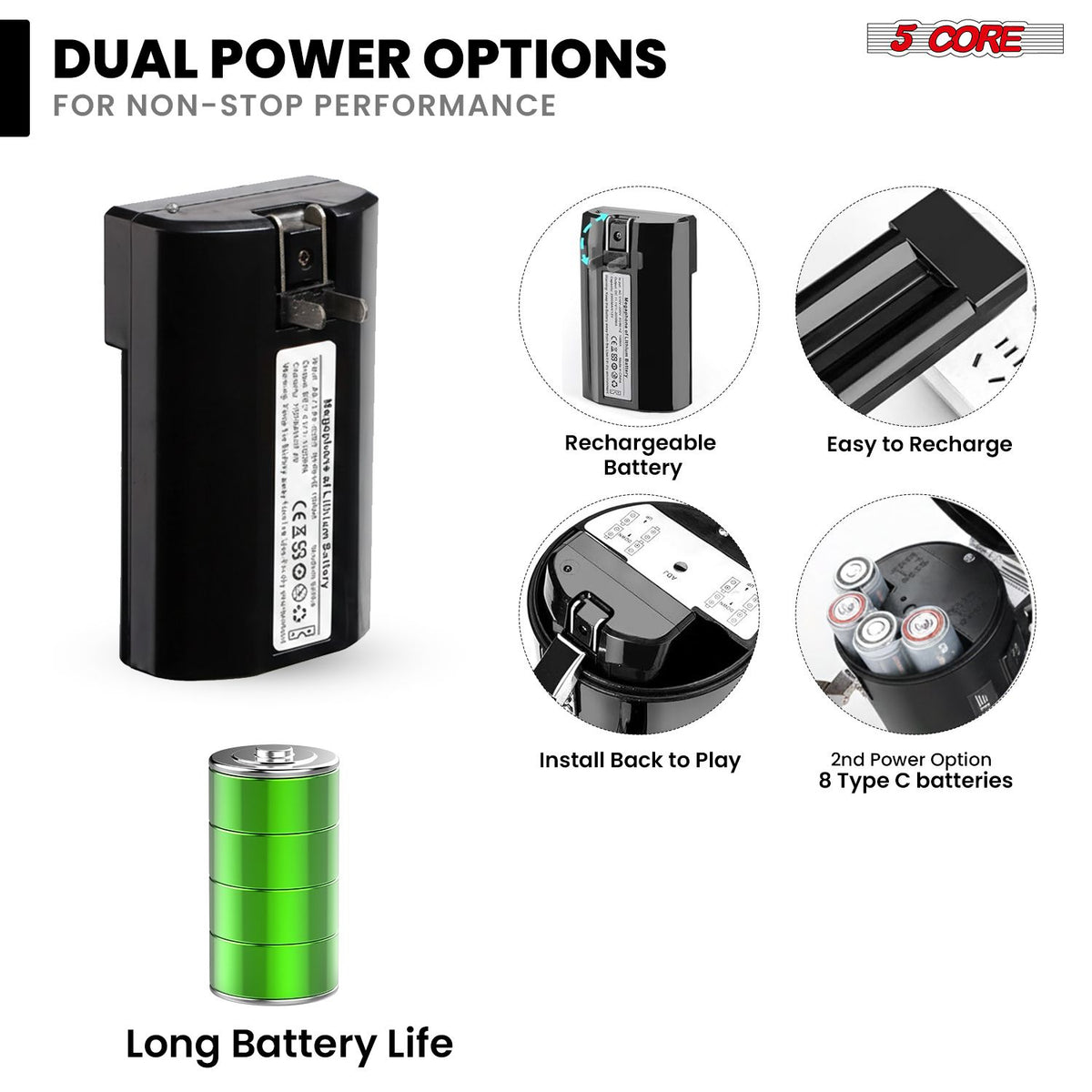 5 Core Megaphone 50W Bluetooth Rechargeable Portable Bullhorn 1100 Yards w Siren