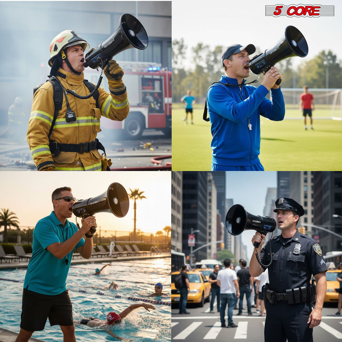 5 Core Megaphone 50W Bluetooth Rechargeable Portable Bullhorn 1100 Yards w Siren