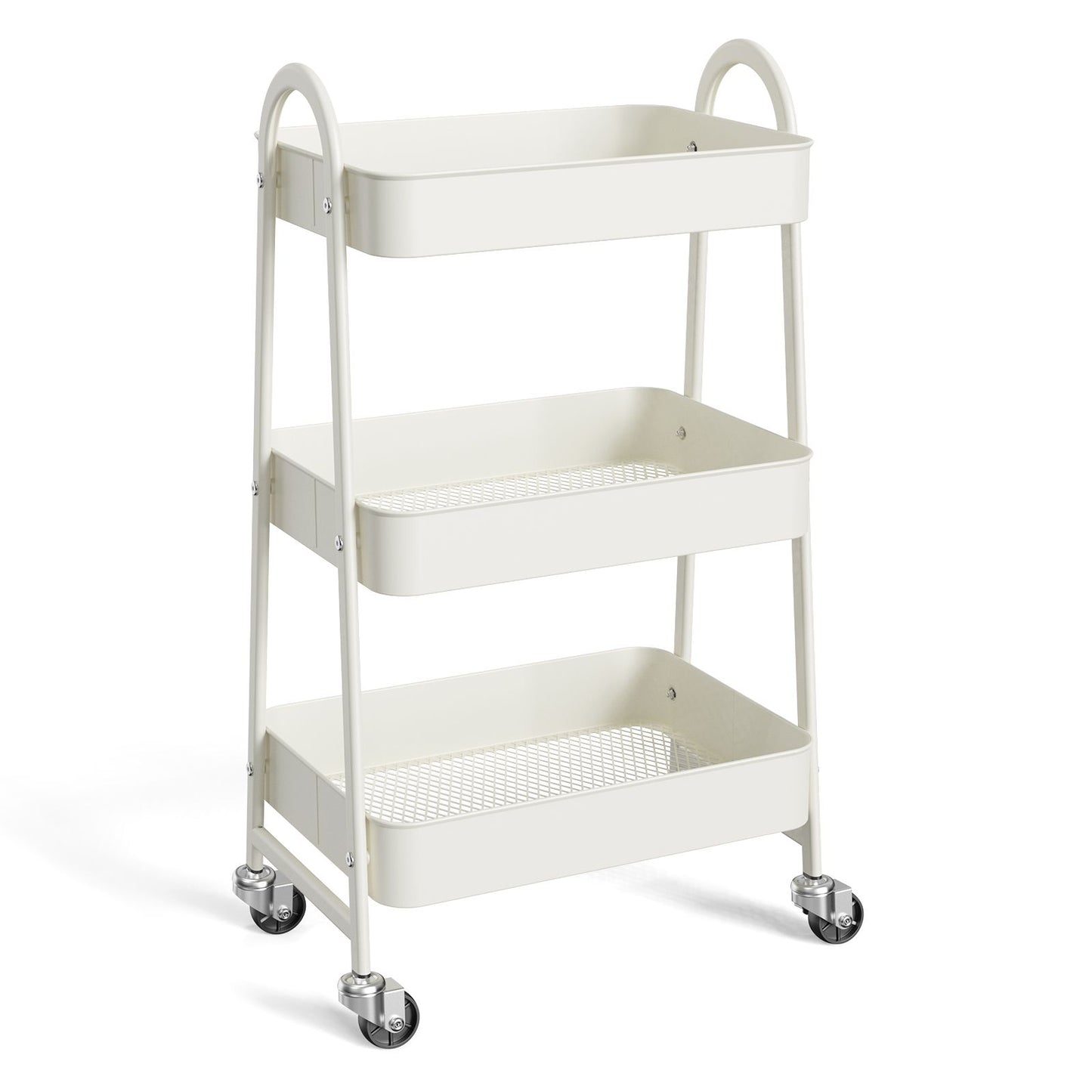 3/4-layer practical mobile trolley, metal movable storage rack, with lockable casters