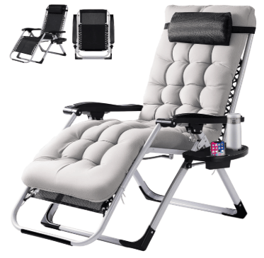 Zero Gravity Reclining Lounge Chair with Cushion & Cup Holder