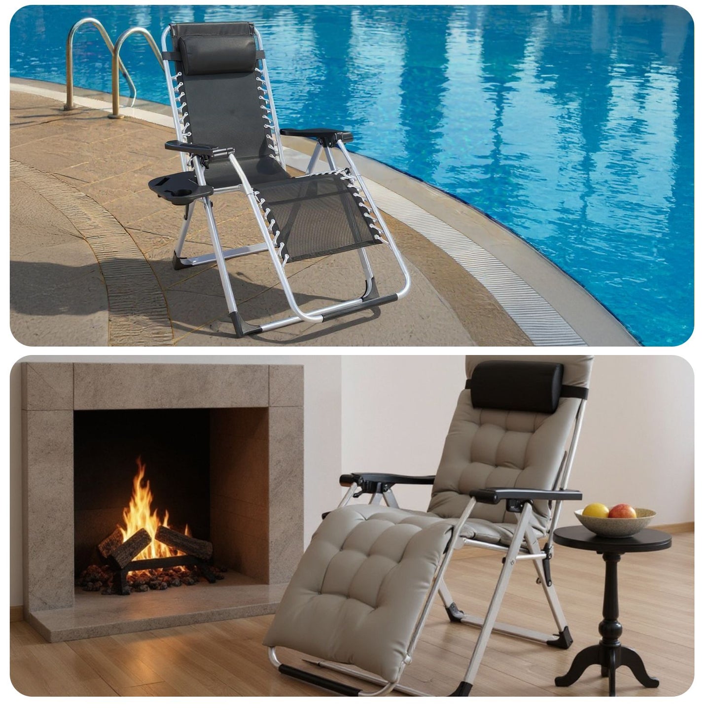 Zero Gravity Reclining Lounge Chair with Cushion & Cup Holder