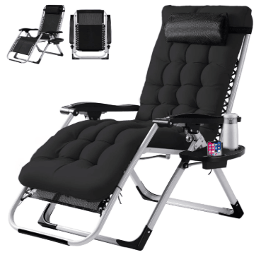Zero Gravity Reclining Lounge Chair with Cushion & Cup Holder