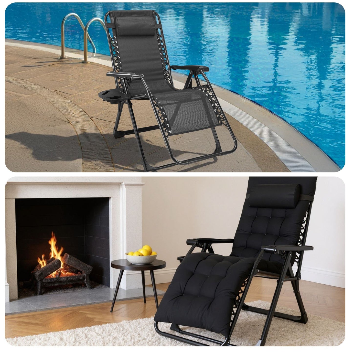 Zero Gravity Reclining Lounge Chair with Cushion & Cup Holder