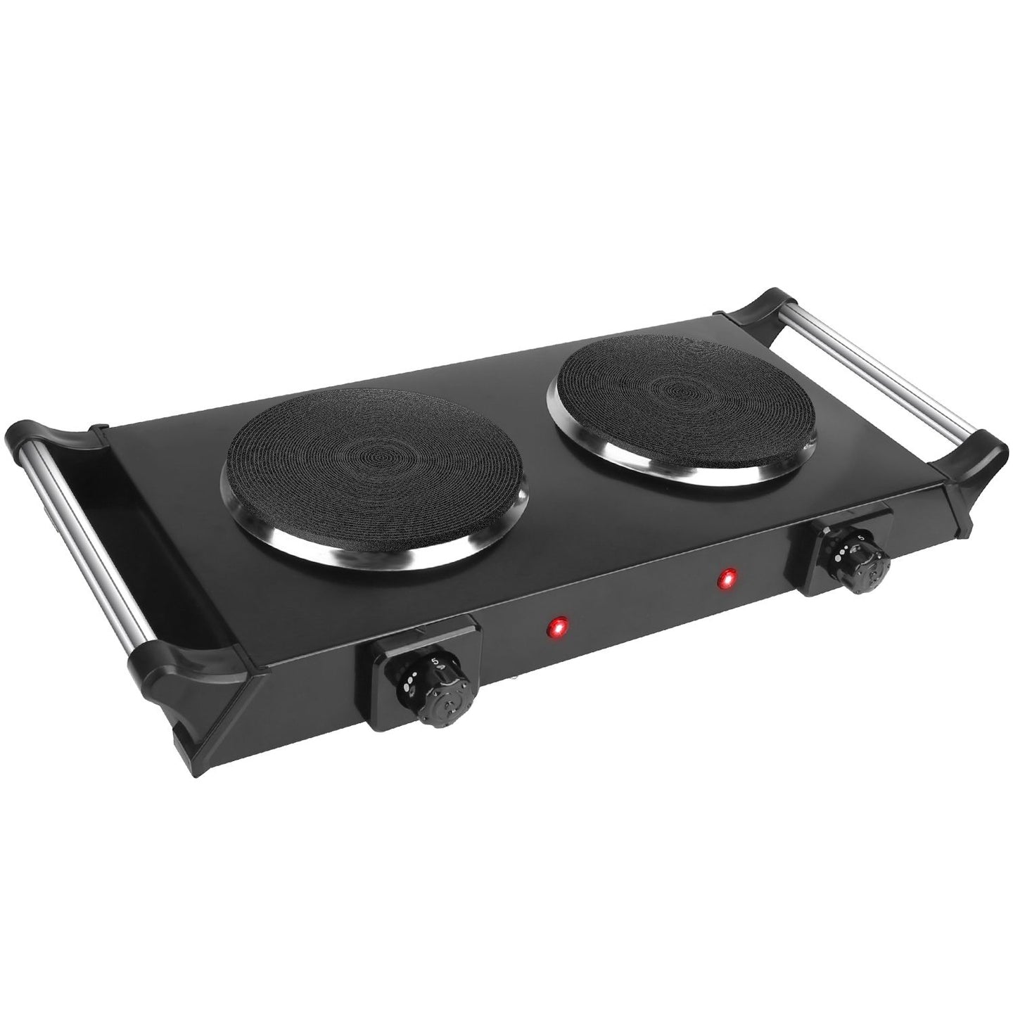 Portable Dual Burner Electric Stove, 2000W, 5 Heat Levels, Easy Clean