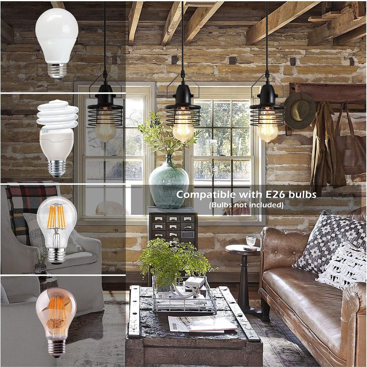 Industrial Black Pendant Light - Metal Cage Island Lighting