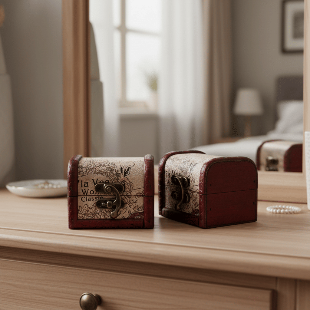 2/8 PCS Vintage Wooden Box Set by Yakimoto – Lockable Lidded Containers for Jewelry, Collectibles & More, Perfect for Wedding Gifts and Table Decor
