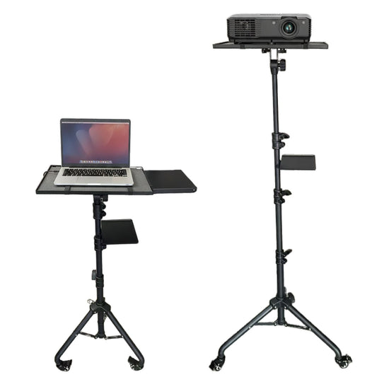 Adjustable Projector Stand Tripod - 71" Portable Laptop Floor Stand with 2 Trays