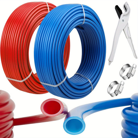 1/2" PEX-B Pipe Tubing 100ft Rolls for Potable Water & Radiant Heat (Red + Blue, 2-Pack)