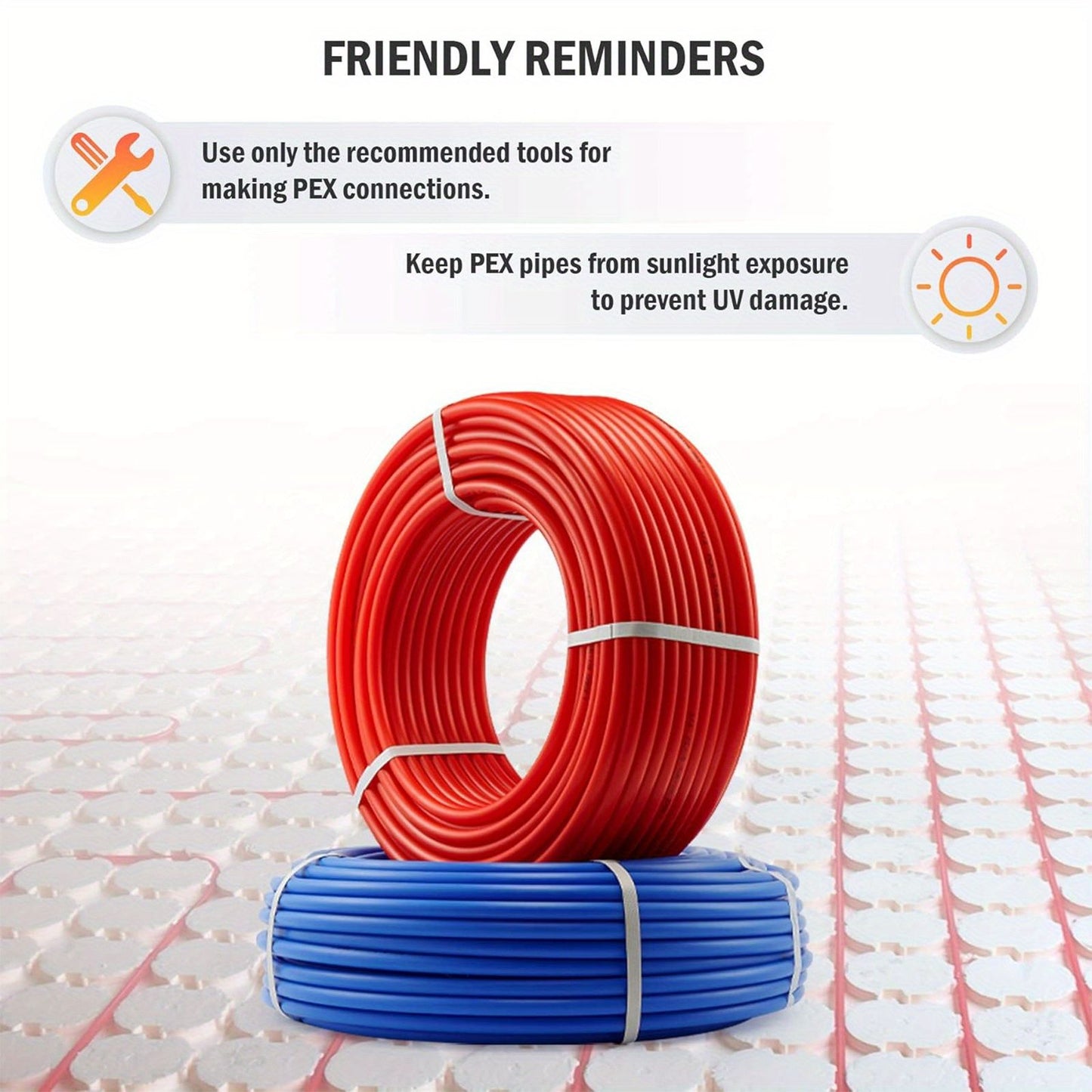 PEX Pipe 1/2 Inch 100ft 2 Rolls PEX Tubing EVOH Pex-B Pipe Non Oxygen Barrier Durable Leakage-Proof Flexible for Residential Water Lines in Homes pex Radiant Heat Tubing(Red+Blue)
