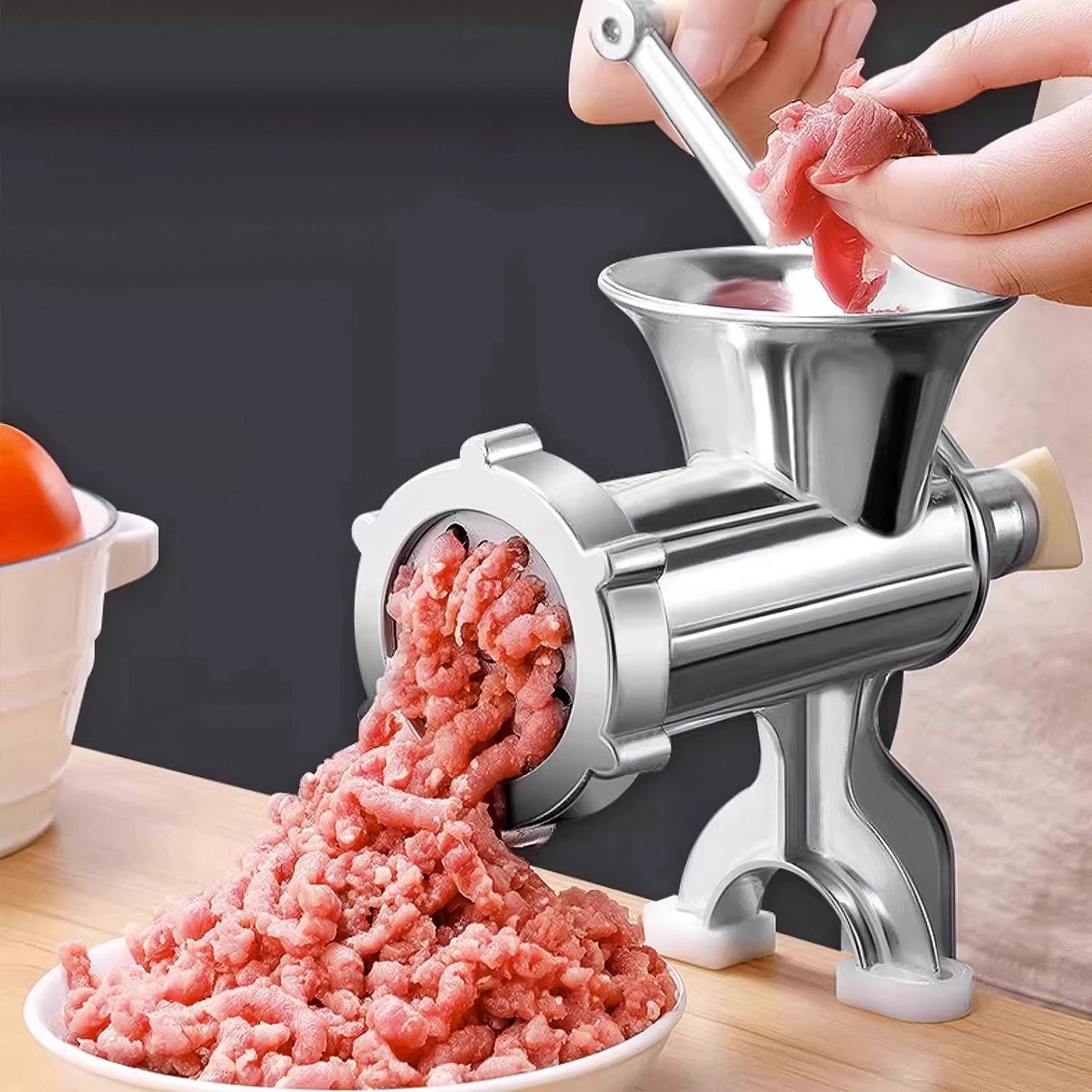Ergonomic Manual Meat Grinder – 3cm Clamp, Sausage & Noodle Maker, Anti-Scratch Table Clamp